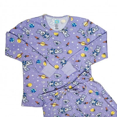 Pijama Glow Buzz Bunny lila ni&ntilde;a manga larga